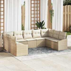 vidaXL Set de masă pentru grădină cu pernă 9 pcs Bej și crem imagine