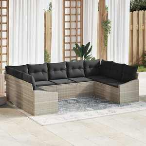 vidaXL Set de masă pentru grădină cu pernă 9 pcs Gri deschis imagine