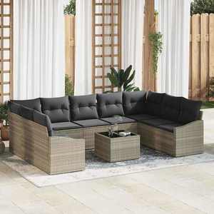 vidaXL Set de masă pentru grădină cu pernă 10 pcs Gri deschis imagine