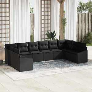vidaXL Set de masă pentru grădină cu pernă cu depozitare 10 pcs Negru imagine