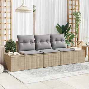 vidaXL Set de canapele pentru grădină 3 pcs Beige și gri deschis imagine