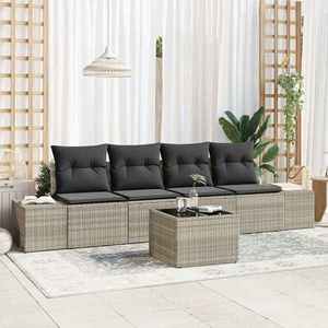 vidaXL Set de canapele pentru grădină 5 pcs Gri deschis și gri închis imagine