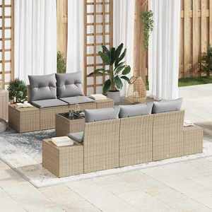 vidaXL Set de canapele pentru grădină 6 pcs Bej și gri 55 x 55 x 37 cm imagine
