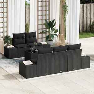 vidaXL Set de canapele pentru grădină 6 pcs Negru 55 x 55 x 37 cm imagine