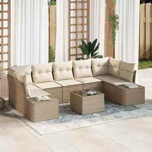 vidaXL Set de canapele pentru grădină cu pernă 8 pcs Bej și crem imagine