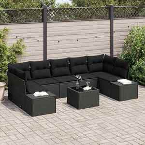 vidaXL Set de canapele pentru grădină 8 pcs Negru 55 x 55 x 37 cm imagine