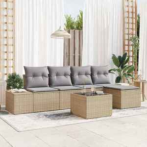 vidaXL Set de canapele pentru grădină 6 pcs Beige și gri deschis imagine