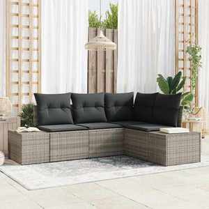 vidaXL Set de canapele pentru grădină cu pernă 4 pcs Gri deschis imagine
