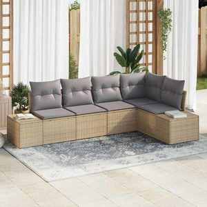 vidaXL Set de canapele pentru grădină 5 pcs Beige și gri deschis imagine