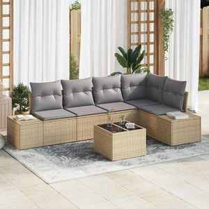 vidaXL Set de canapele pentru grădină 6 pcs Beige și gri deschis imagine