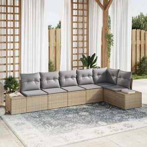 vidaXL Set de canapele pentru grădină 6 pcs Beige și gri deschis imagine