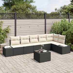 vidaXL Set de canapele pentru grădină cu pernă 7 pcs Maro și Crem imagine