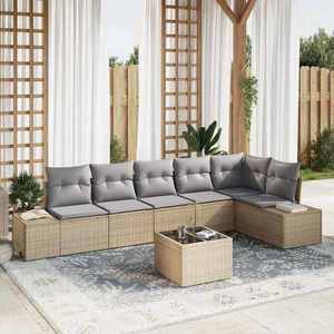 vidaXL Set de canapele pentru grădină 7 pcs Beige și gri deschis imagine