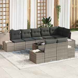 vidaXL Set de canapele pentru grădină 9 pcs Gri 319 x 154 x 85 cm imagine