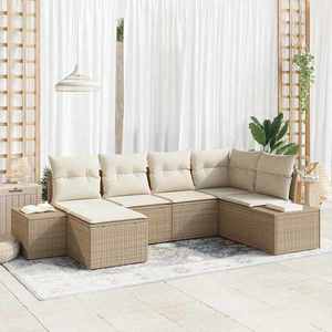vidaXL Set de canapele pentru grădină cu pernă 6 pcs bej și crem imagine