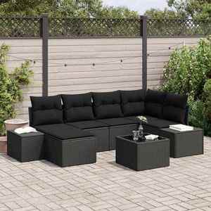 vidaXL Set de canapele pentru grădină 7 pcs Negru 264 x 154 x 85 cm imagine