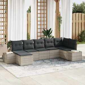 vidaXL Set de canapele pentru grădină 7 pcs Gri deschis Rattan poli imagine