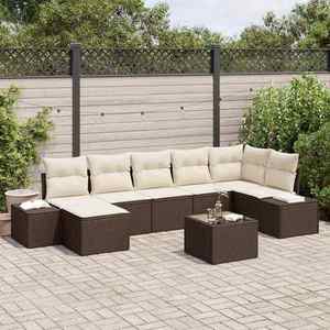 vidaXL Set de canapele pentru grădină cu pernă 8 pcs Maro Rattan poli imagine