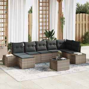 vidaXL Set de canapele pentru grădină cu pernă 8 pcs Gri Rattan poli imagine