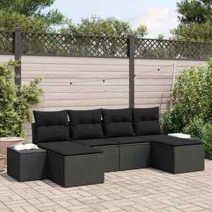 vidaXL Set de canapele pentru grădină 6 pcs Negru 184 x 62 x 85 cm imagine