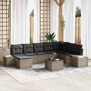 vidaXL Set de canapele pentru grădină 9 pcs Gri 319 x 209 x 85 cm imagine
