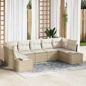 vidaXL Set de canapele pentru grădină cu pernă 7 pcs bej și crem imagine