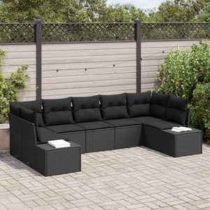 vidaXL Set de canapele pentru grădină 7 pcs Negru 289 x 154 x 85 cm imagine