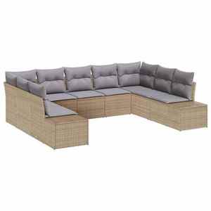 vidaXL Set de canapele pentru grădină 9 pcs bej și gri deschis imagine