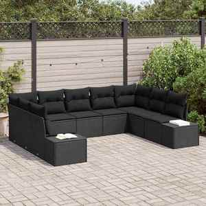 vidaXL Set de canapele pentru grădină 9 pcs Negru 289 x 209 x 85 cm imagine