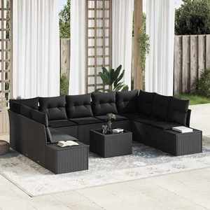 vidaXL Set de canapele pentru grădină 10 pcs Negru 289 x 209 x 85 cm imagine