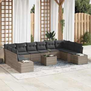 vidaXL Set de canapele pentru grădină 11 pcs Gri 344 x 209 x 85 cm imagine
