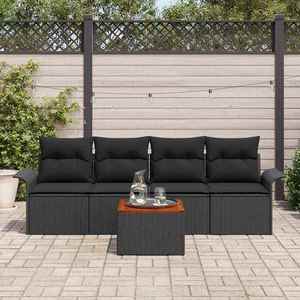 vidaXL Set de canapele pentru grădină 5 pcs Negru 55 x 55 x 37 cm imagine