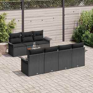 vidaXL Set de canapele pentru grădină 8 pcs Negru 55 x 55 x 37 cm imagine