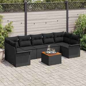 vidaXL Set de canapele pentru grădină 8 pcs Negru 55 x 55 x 37 cm imagine