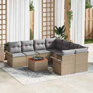 vidaXL Set de canapele pentru grădină 9 pcs Beige și gri deschis imagine
