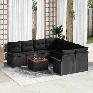 vidaXL Set de canapele pentru grădină 9 pcs Negru 55 x 55 x 37 cm imagine