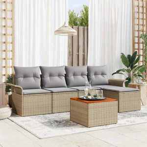 vidaXL Set de canapele pentru grădină 6 pcs Beige și gri deschis imagine