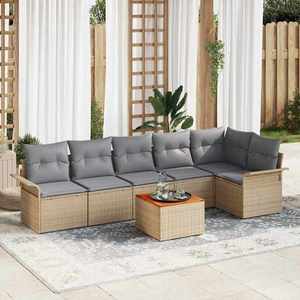 vidaXL Set de canapele pentru grădină 7 pcs Beige și gri deschis imagine
