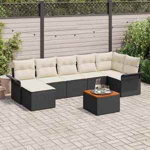 vidaXL Set de canapele pentru grădină cu pernă 8 pcs Negru și Crem imagine