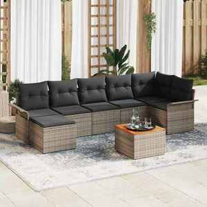 vidaXL Set de canapele pentru grădină cu pernă cu depozitare 8 pcs Gri imagine