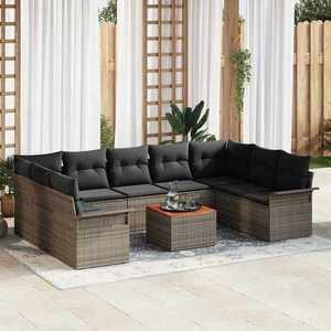 vidaXL Set de canapele pentru grădină 10 pcs Gri 55 x 55 x 37 cm imagine