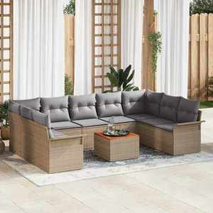 vidaXL Set de canapele pentru grădină 10 pcs Beige și gri deschis imagine