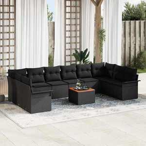 vidaXL Set de canapele pentru grădină 11 pcs Negru 55 x 55 x 37 cm imagine