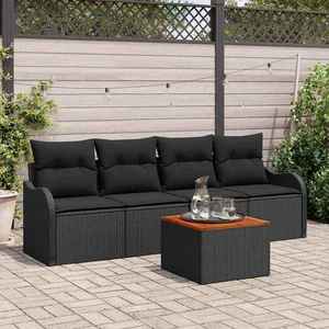 vidaXL Set de canapele pentru grădină 5 pcs Negru 55 x 55 x 37 cm imagine