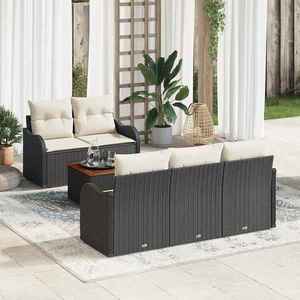 vidaXL Set de canapele pentru grădină cu pernă 6 pcs Negru și Crem imagine