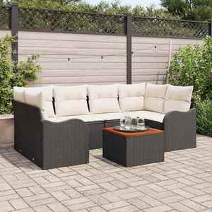 vidaXL Set de canapele pentru grădină 7 pcs Negru și alb imagine