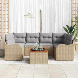 vidaXL Set de canapele pentru grădină 7 pcs bej și gri deschis imagine
