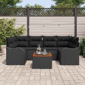 vidaXL Set de canapele pentru grădină 7 pcs Negru imagine