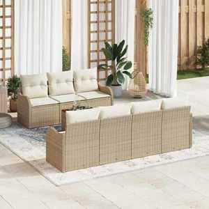 vidaXL Set de canapele pentru grădină 8 pcs Bej și alb imagine