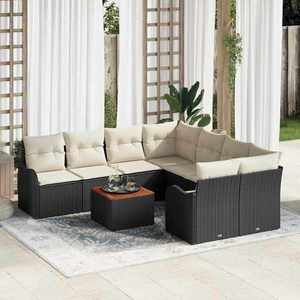 vidaXL Set de canapele pentru grădină 9 pcs Negru și alb imagine